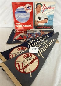 2 Vintage Pennants and Yankee Ephemera