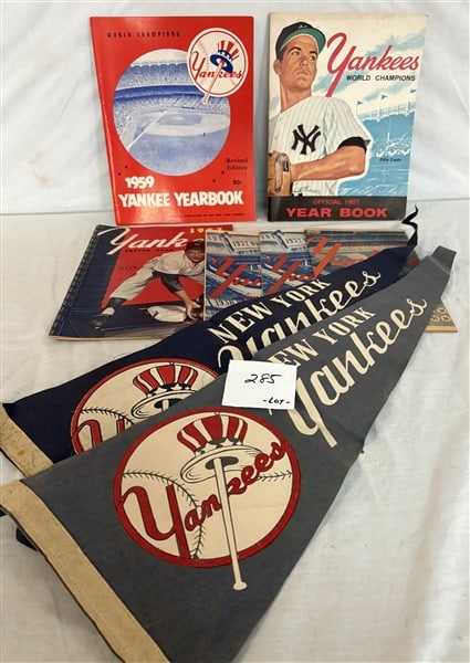2 Vintage Pennants and Yankee Ephemera: 2 Vintage Pennants and Yankee Ephemera