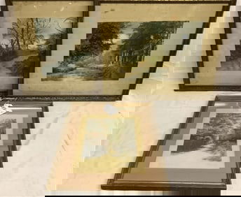 3 Framed Hand Colored photographs 17" x 22"