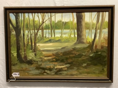 Framed o/c forestscape - 28" x 40"