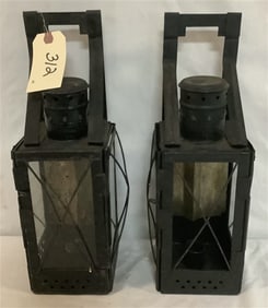Pr of 15" Contemporary Candle Lanterns * Missing Glass