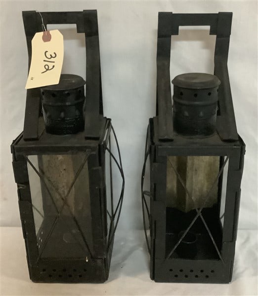 Pr of 15" Contemporary Candle Lanterns * Missing Glass: Pr of 15" Contemporary Candle Lanterns * Missing Glass