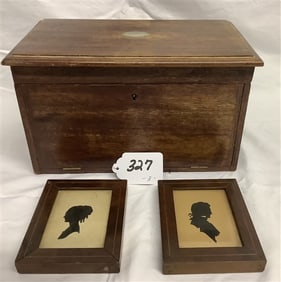 Two 4"x 5" Antique Silhouettes and Early Box