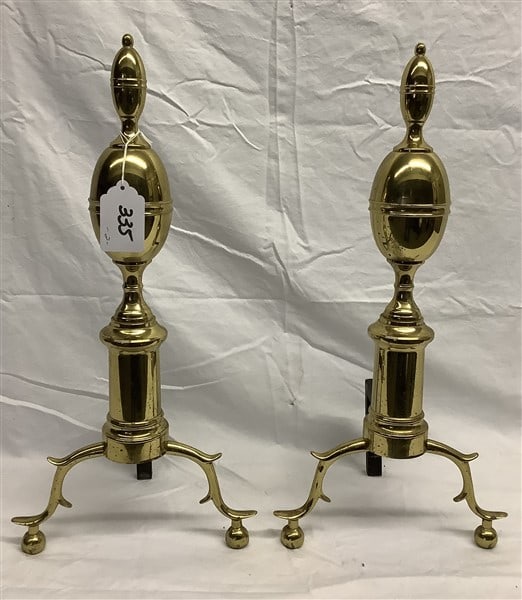 Pr. of 23" 30 Year Old Brass Andirons: Pr. of 23" 30 Year Old Brass Andirons