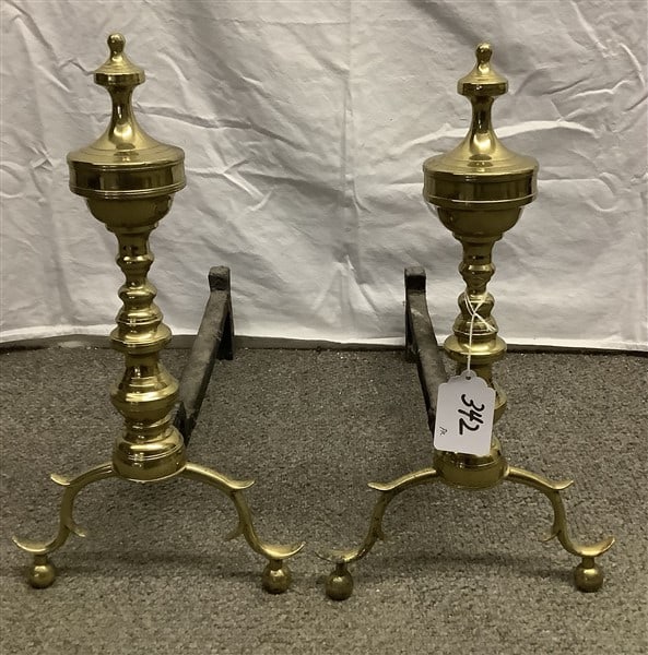 Pr of Contemporary Andirons - 19"h: Pr of Contemporary Andirons - 19"h