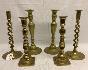 3 Pr of brass Candlesticks