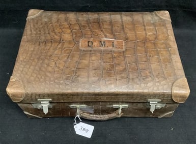 Alligator Suitcase with Ladies Vanity Accessories