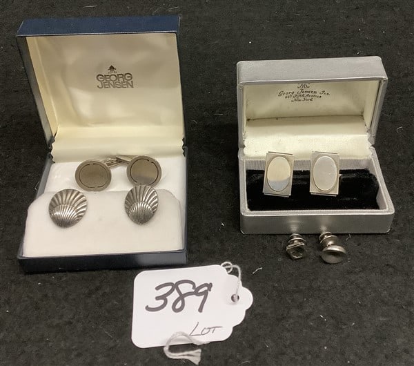 3 Pr of Georg Jensen Cuff links and 2 Danish Tie Tacks: 3 Pr of Georg Jensen Cuff links and 2 Danish Tie Tacks