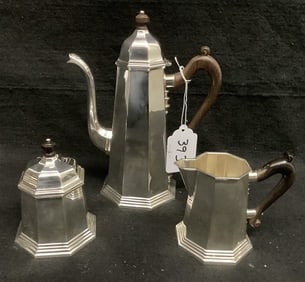 3 Pc Sterling Tea Set by Prata Total weight 46 oz