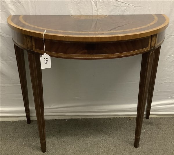 Inlaid 1/2 Round Console Table, Council Furniture: Inlaid 1/2 Round Console Table, Council Furniture