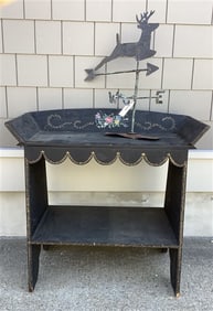 Wagon Seat Country Table and Metal Weathervane