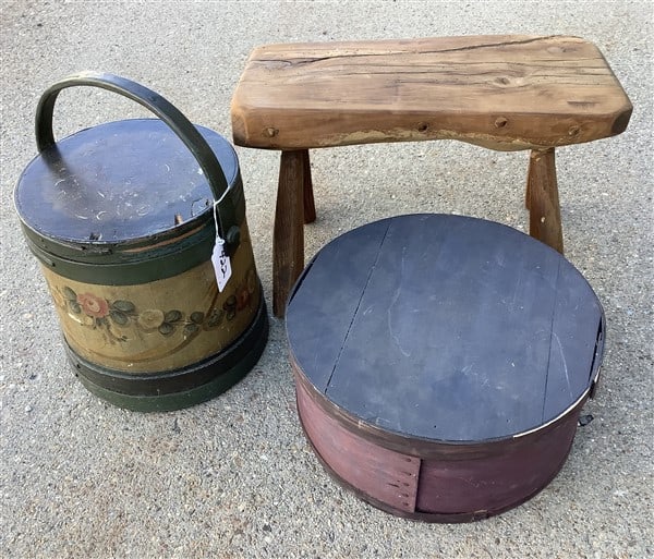 Country Lot, Primitive Stool, Firkin and Pantry Box: Country Lot, Primitive Stool, Firkin and Pantry Box