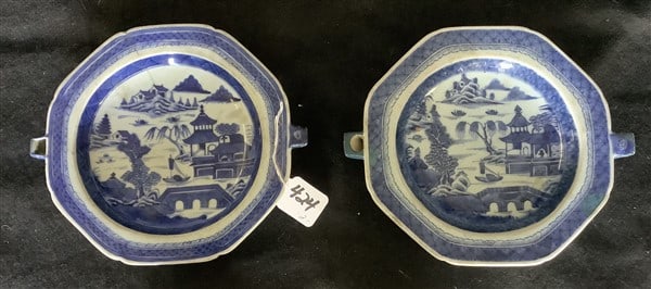 2 Early 9.5" Canton Warming Plates: 2 Early 9.5" Canton Warming Plates