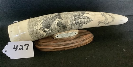 14" Antique Bone Scrimshaw