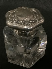 Very Nice Crystal and Sterling Inkwell