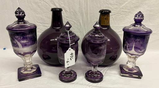 6 Pc Amethyst Glass