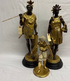 3 Gilt Metal Statues
