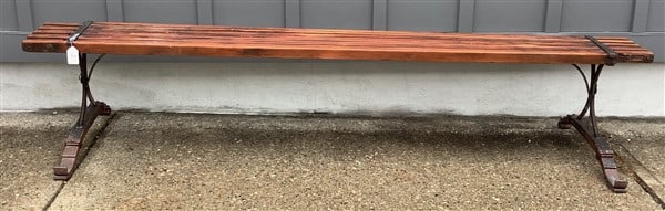 Cool Slatted 8 Foot Bench 2 3 Foot Sliding Extensions, 75 lbs