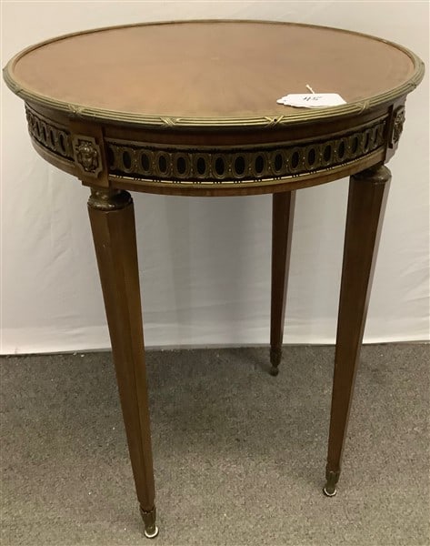 Inlaid Mahogany Table with Brass Rim 22" diam and 30" high (1 of 2)