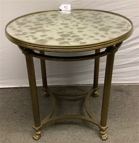 24" Mirror Top Brass Table 24" Diam