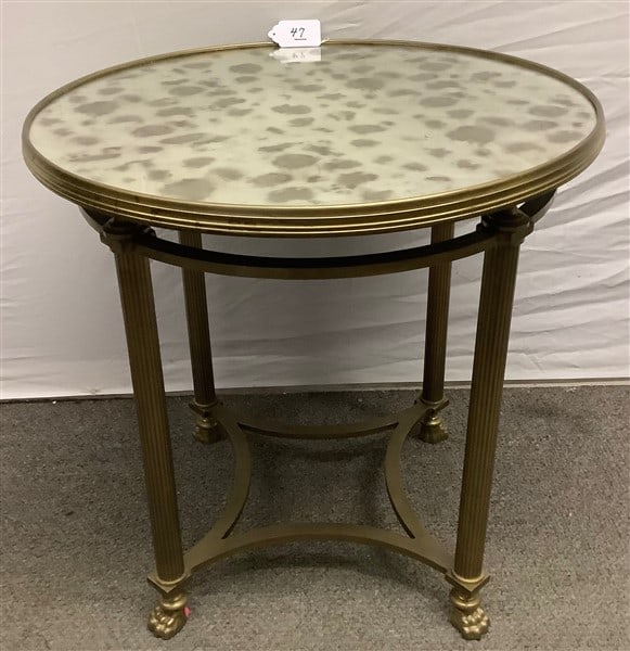 24" Mirror Top Brass Table 24" Diam (1 of 3)