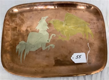 Copper , Brass and Silver Tray Metales Castillo, 11 x 16