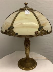 Antique Caramel Glass Panel Lamp 23" high