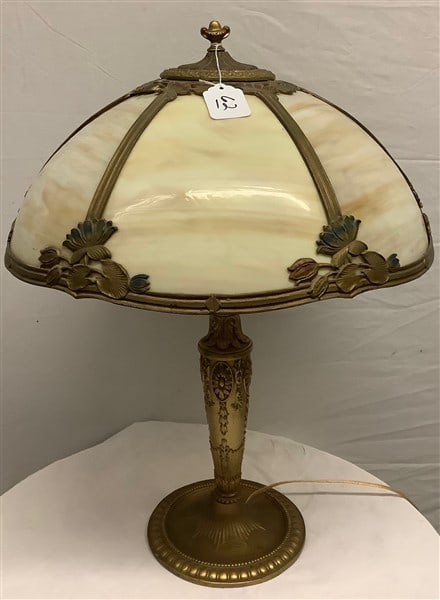 Antique Caramel Glass Panel Lamp 23" high: Antique Caramel Glass Panel Lamp 23" high