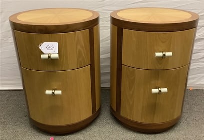 Pr 2 Drawer " Cylinder " Stands 16" diam