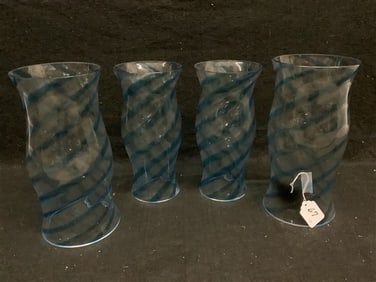 4 Antique Hand Blown Hurricane Shades 10" & 11"
