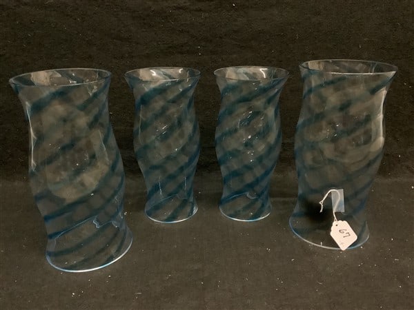 4 Antique Hand Blown Hurricane Shades 10" & 11": 4 Antique Hand Blown Hurricane Shades 10" & 11"
