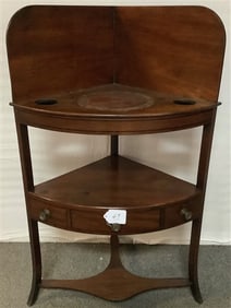 19th Cent Mahogany Corner Washstand
