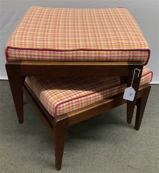 Pr Jens Risom Mid Cent Ottomans: Pr Jens Risom Mid Cent Ottomans, 21 x 23 and 13" high