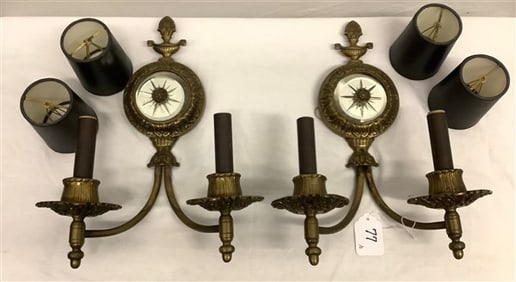 Pr of 2 Arm Brass Sconces