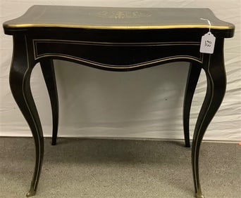 Ebonized Brass Inlaid French Games Table