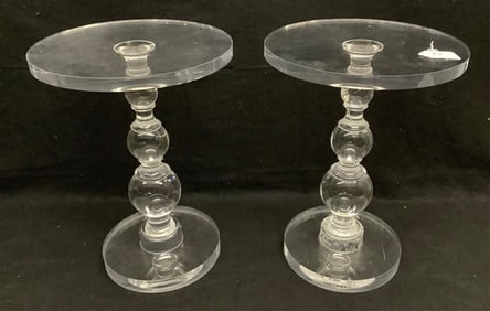 Pr 22 1/2" Lucite Tables 16" diam