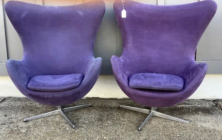 Pr Arne Jacobsen Style Egg Chairs ca 1980s