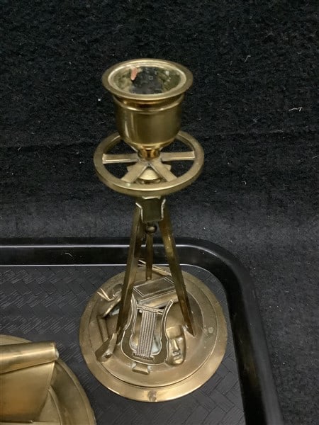 Brass Desk Set Candlesticks 9" tall - 2