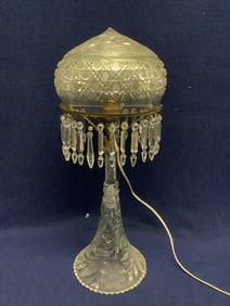 Cut Glass Lamp with Mushroom Shade