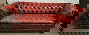 77" Tufted Leather Red Chesterfield: 77" Tufted Leather Red Chesterfield
