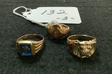 3 10K Masonic Rings .7 oz total weight