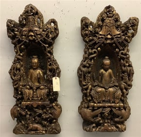 Two 34" Wooden Oriental Carvings