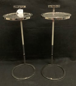 Pr 24" Round Steel Table 10" diam