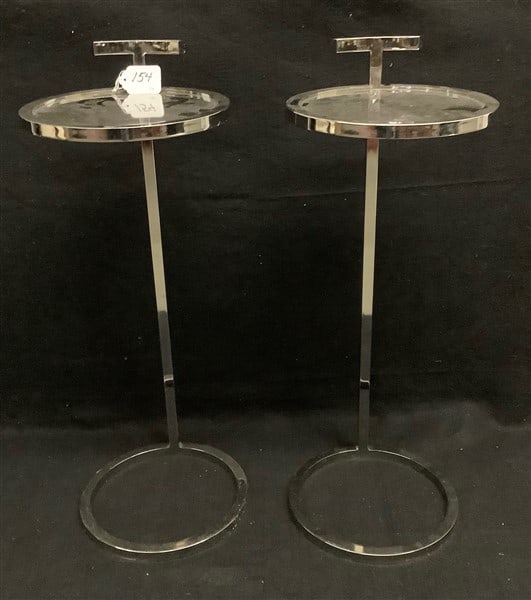 Pr 24" Round Steel Table 10" diam: Pr 24" Round Steel Table 10" diam