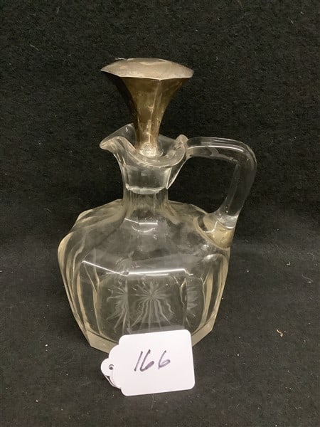 9 1/2" Crystal Pitcher with Sterling Top: 9 1/2" Crystal Pitcher with Sterling Top