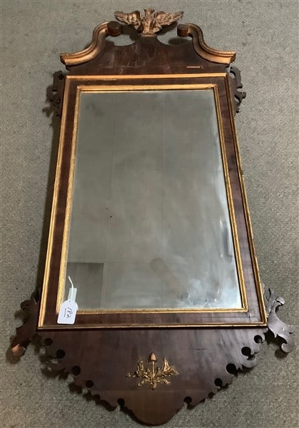 62" Antique Chippendale Mirror w Eagle Crest: 62" Antique Chippendale Mirror w Eagle Crest