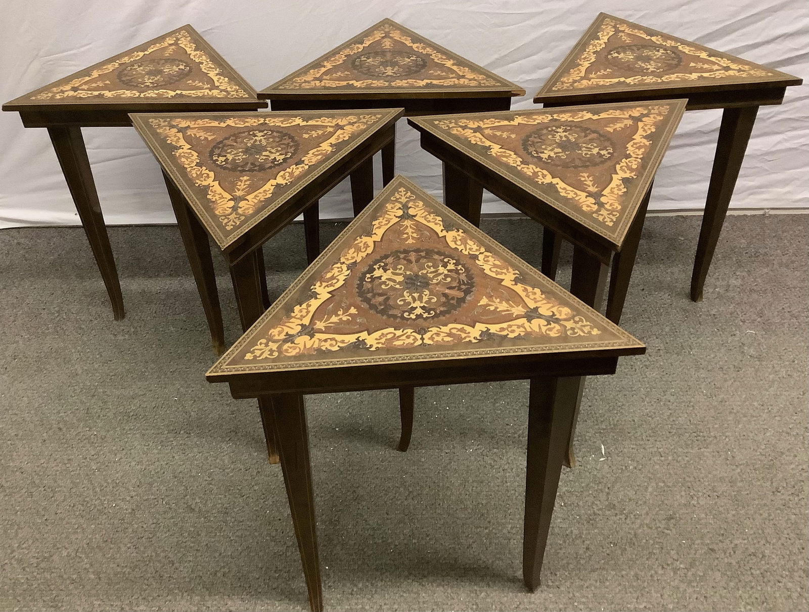 6 Interesting Inlaid Italian Tables: 6 Interesting Inlaid Italian Tables....16 x 16 x 16 and 17" high