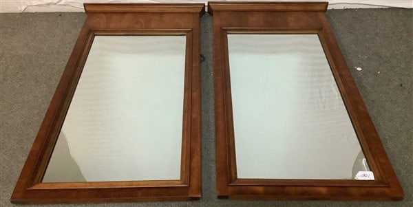 Pr of Fruitwood Mirrors 22 x 45: Pr of Fruitwood Mirrors 22 x 45