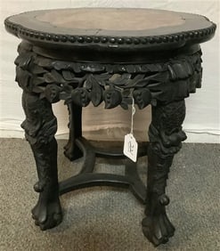 Carved Marble Inset Tabouret 19" high- 17" diam
