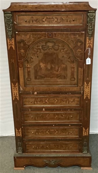 Inlaid Fall Front Abattant note damage to hinges: Inlaid Fall Front Abattant note damage to hinges....60" high, 28" wide and 15" deep